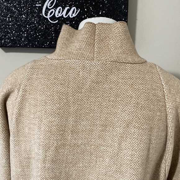 Madewell Sweater Herringbone Mockneck Sweatshirt Brown Cream Jersey Boxy Sz XS - Picture 6 of 10